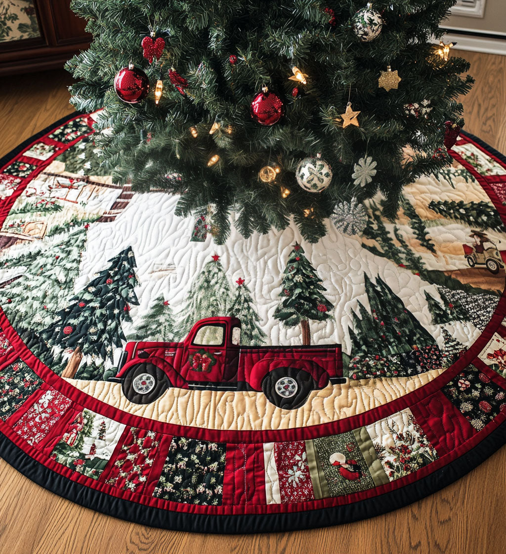 Pinecone Pathway Quilted Christmas Tree Skirt Special Holiday Tree Skirt Gift for Newlyweds