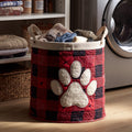 Plaid Bulldog Paw Quilted Laundry Basket Holiday Merch Gift