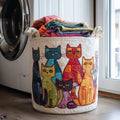 Playful Cat Quilted Laundry Basket Gift To Brighten Their Day