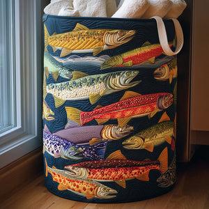 Playful Trout Quilted Laundry Basket Graduation Merch Gift