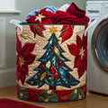 Poinsettia Quilted Laundry Basket Merch For Her