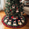 Pug Paws Christmas Quilted Christmas Tree Skirt Charming Tree Skirt for Family Gatherings