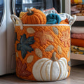 Pumpkin Delight Quilted Laundry Basket Merch For Cozy Nights