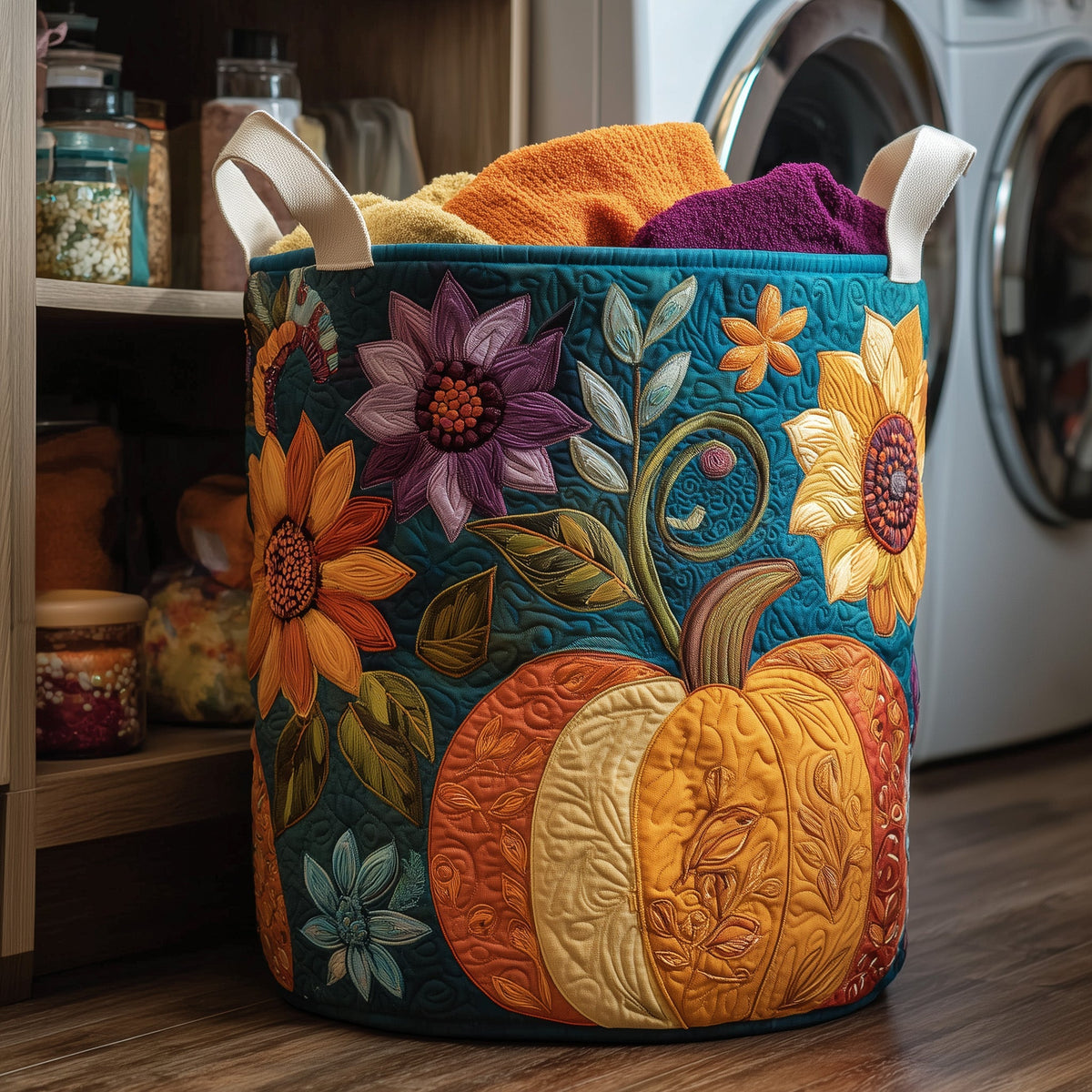 Pumpkin Delight Quilted Laundry Basket Merch For Kids