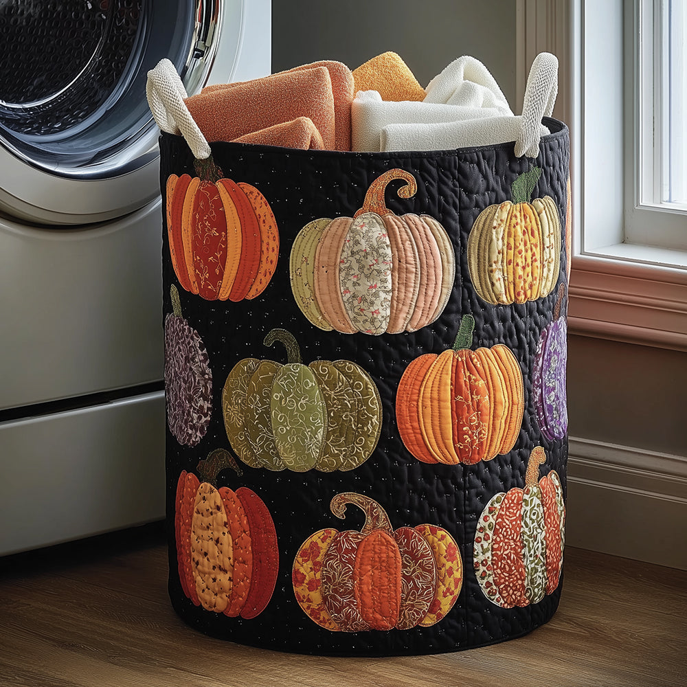 Pumpkin Joy Quilted Laundry Basket Merch For Him