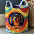 Rainbow Pup Joy Quilted Laundry Basket Merch For Couples
