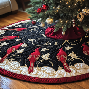 Red Cardinal Quilted Tree Skirt Unique Gift Merch For Friends