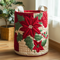 Red Harmony Quilted Laundry Basket Ideal Present For Newlyweds