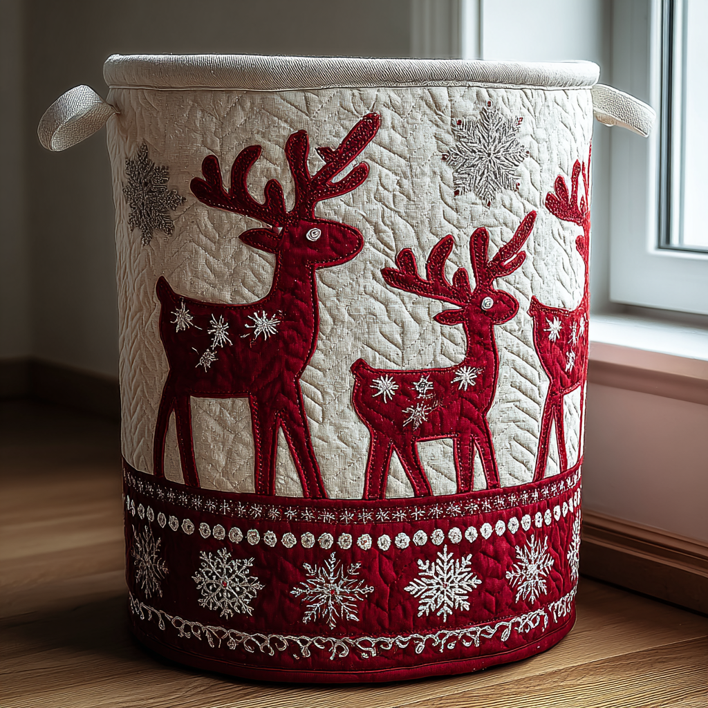Reindeer Dream Quilted Laundry Basket Father’s Day Merch Gift