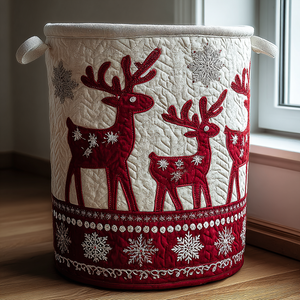 Reindeer Dream Quilted Laundry Basket Father’s Day Merch Gift