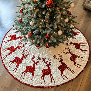 Reindeer Ridge Christmas Quilted Tree Skirt Thoughtful Christmas Tree Skirt Gift Idea