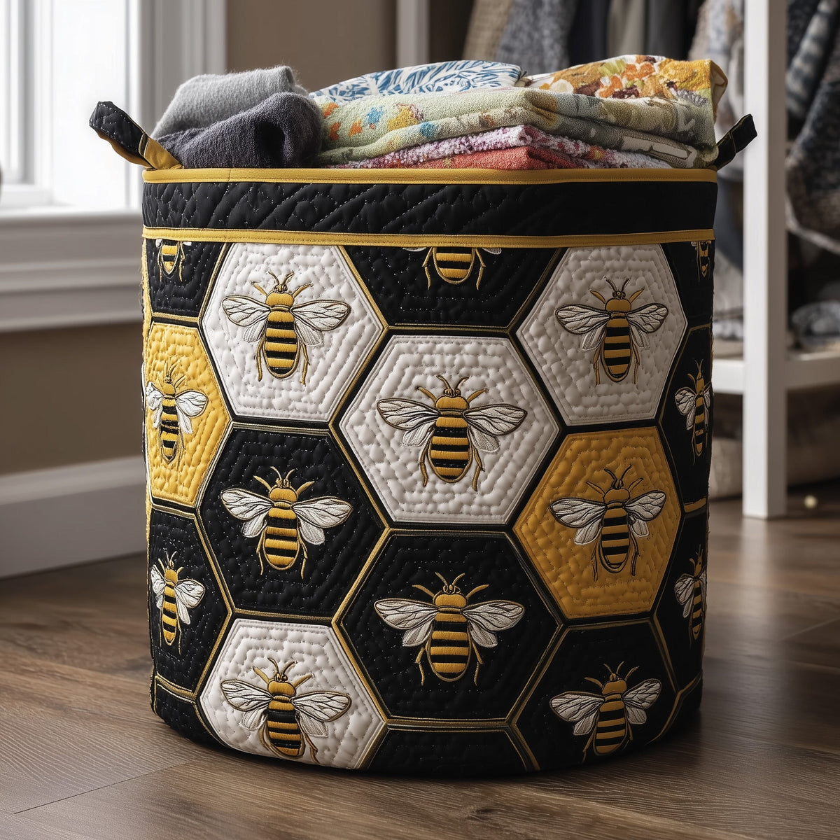 Royal Bee Quilted Laundry Basket Easter Merch Gift