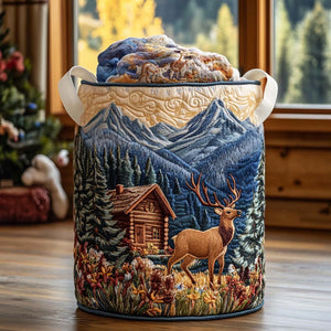 Rustic Elk Spirit Quilted Laundry Basket Valentine’s Day Merch Gift