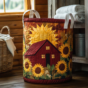 Rustic Sunflower Quilted Laundry Basket Merch For Family