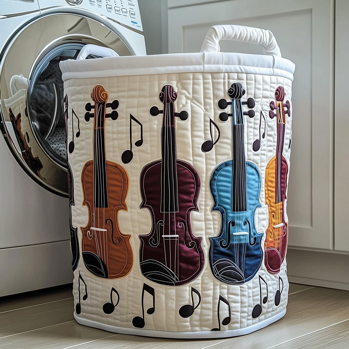 Rustic Violin Quilted Laundry Basket Graduation Merch Gift