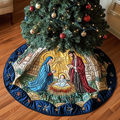 Sacred Night Christmas Quilted Tree Skirt Seasonal Gift Merch for Festive Homes