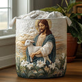 Sacred Peace Quilted Laundry Basket Summer Merch Vibes