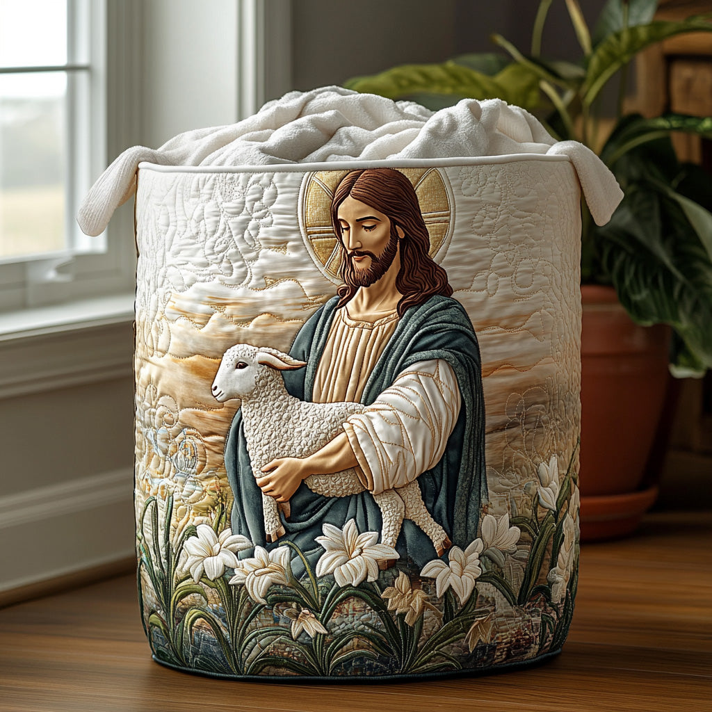 Sacred Peace Quilted Laundry Basket Summer Merch Vibes
