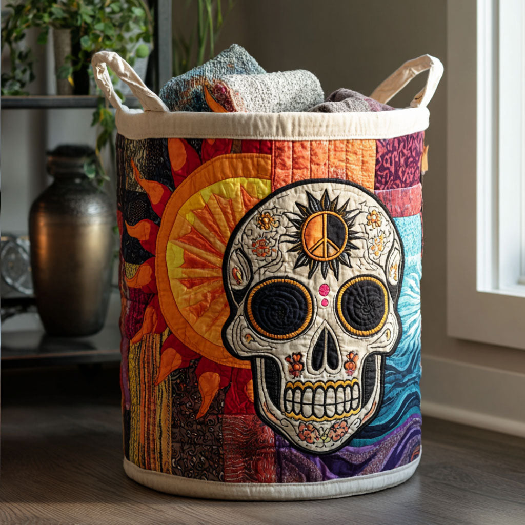 Sacred Skull Quilted Laundry Basket Winter Merch Essentials