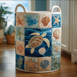 Seaside Serenity Quilted Laundry Basket Merch For Mom