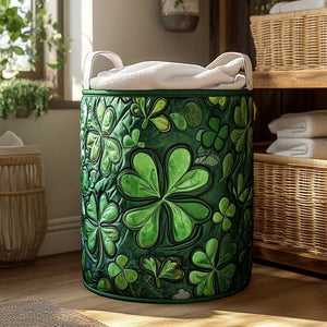 Shamrock Meadow Quilted Laundry Basket Valentine’s Day Merch Gift