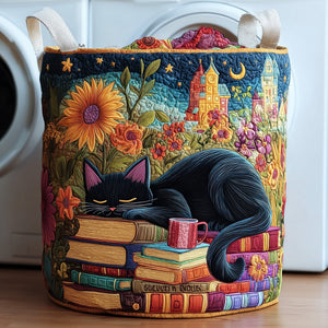 Sleeping Cat Quilted Laundry Basket Unique Gift For Laundry Lovers