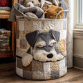 Sleepy Schnauzer Quilted Laundry Basket New Year Merch Gift
