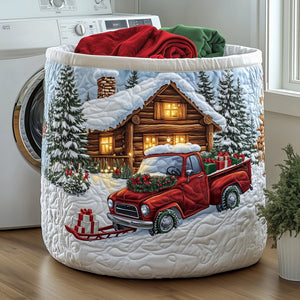 Snow Cabin Quilted Laundry Basket Father’s Day Merch Gift