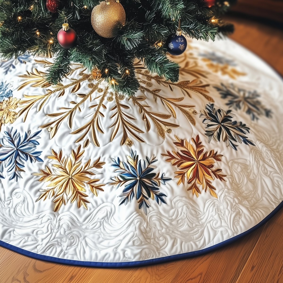 Snowflake Quilted Tree Skirt Adorable Easter Gift Merch