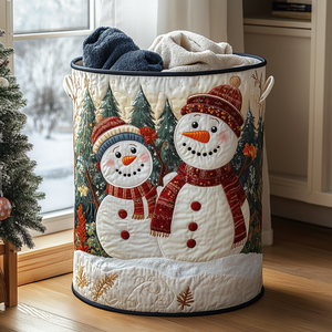 Snowman Delight Quilted Laundry Basket Top Choice For Housewarming