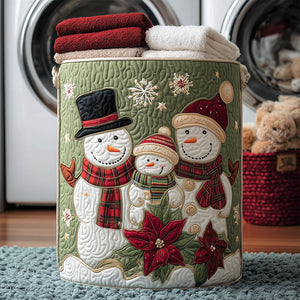 Snowman Family Quilted Laundry Basket Holiday Favorite Gift