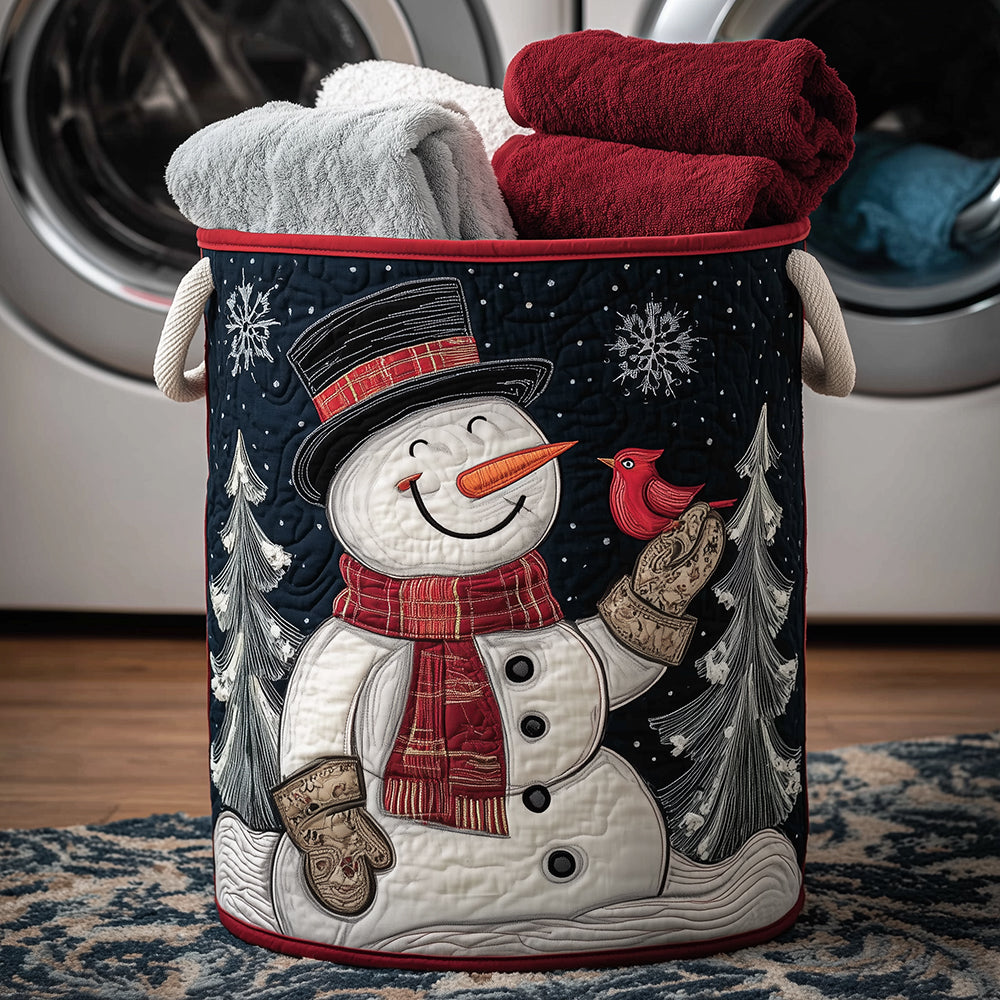 Snowman Joy Carrier Quilted Laundry Basket Mother’s Day Merch Gift