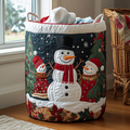 Snowman Magic Quilted Laundry Basket Holiday Merch Gift