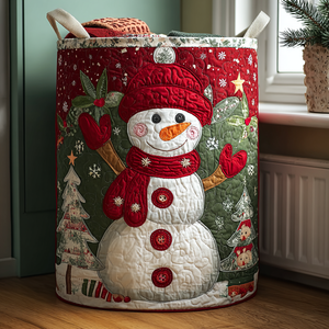 Snowman Spirit Quilted Laundry Basket Excellent Gift For Her