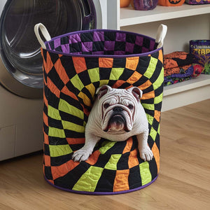 Spiral Bulldog Quilted Laundry Basket Christmas Merch Gift
