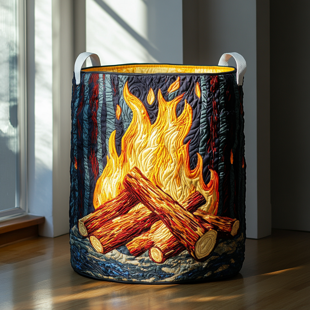 Star Flame Quilted Laundry Basket Merch For Couples