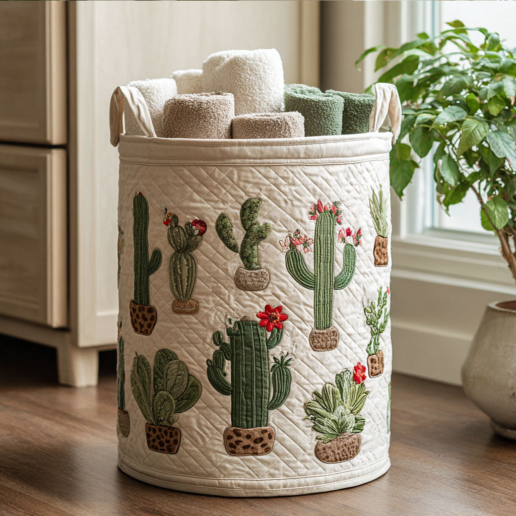 Succulent Vibes Quilted Laundry Basket Valentine’s Day Merch Gift