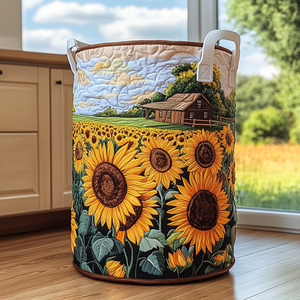 Sunflower Bliss Quilted Laundry Basket Father’s Day Merch Gift