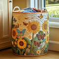Sunflower Delight Quilted Laundry Basket New Year Merch Gift