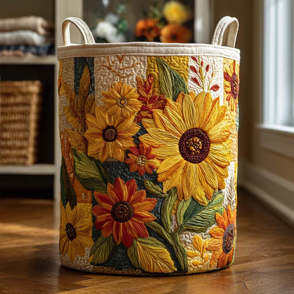 Sunflower Dream Quilted Laundry Basket Fall Merch Pick