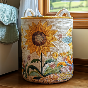 Sunflower Glow Quilted Laundry Basket Mother’s Day Merch Gift