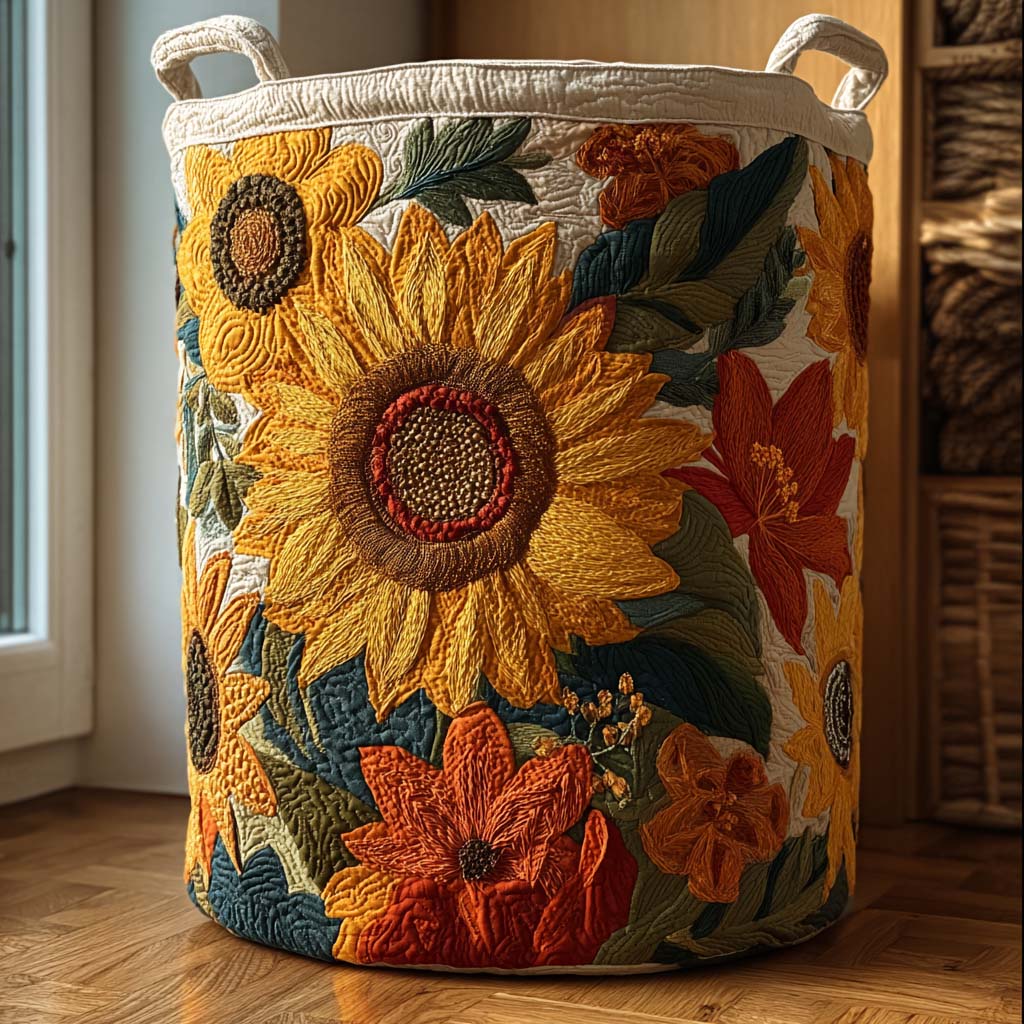 Sunlit Fields Quilted Laundry Basket Holiday Season Merch