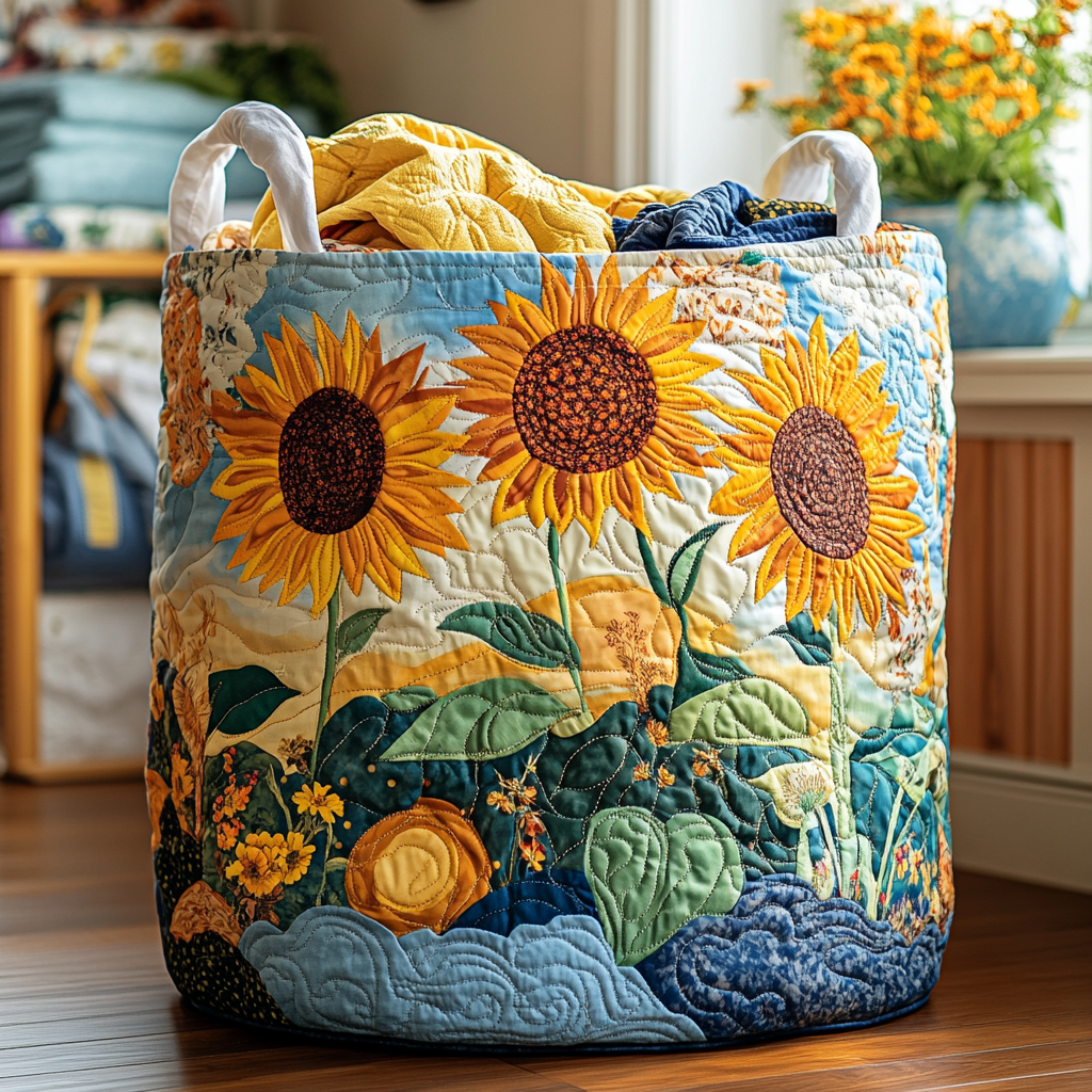 Sunny Bloom Quilted Laundry Basket Must-Have Laundry Essential