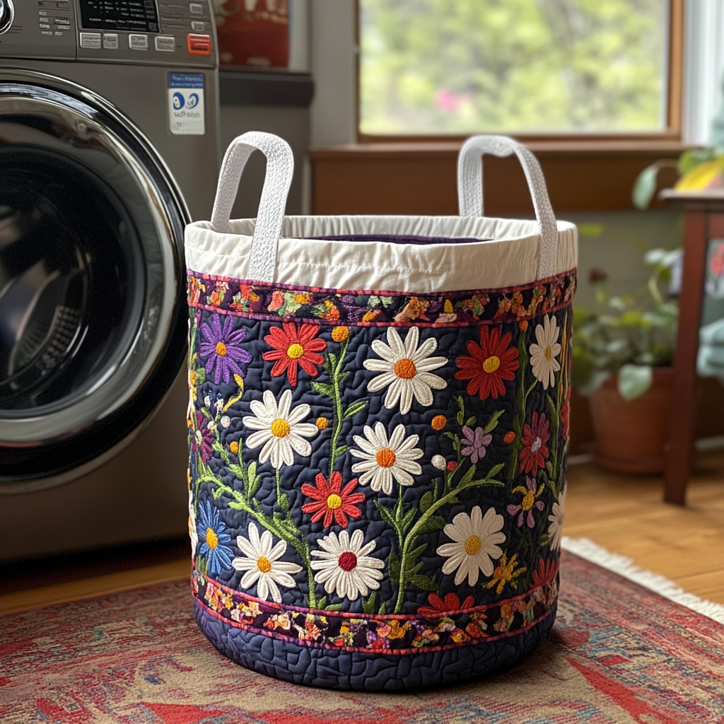 Sunny Bloom Quilted Laundry Basket Top Choice For Housewarming
