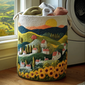 Sunny Fields Quilted Laundry Basket Top Choice For Housewarming