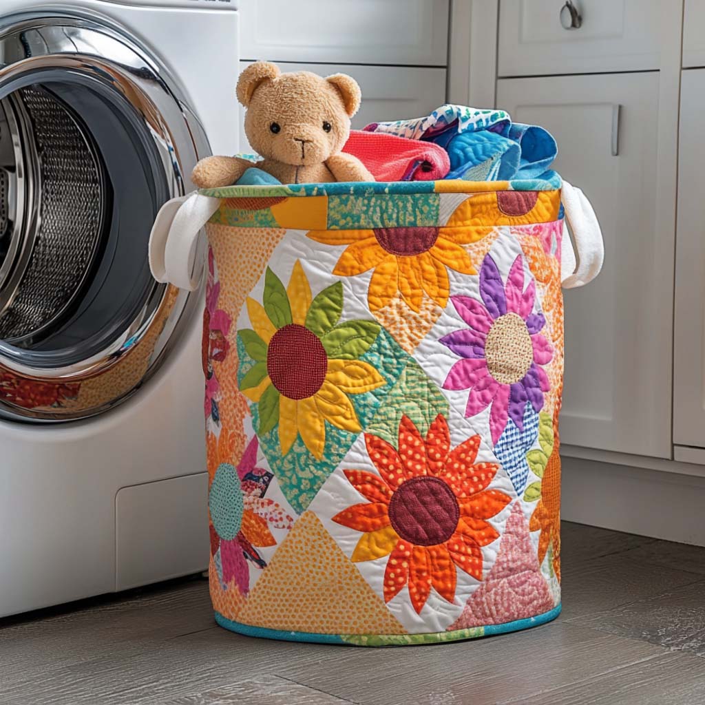 Sunny Glow Quilted Laundry Basket Everyday Merch Choice