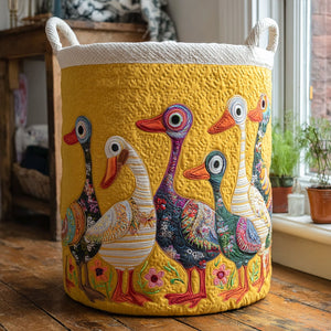 Sunny Side Ducks Quilted Laundry Basket Mother’s Day Merch Gift