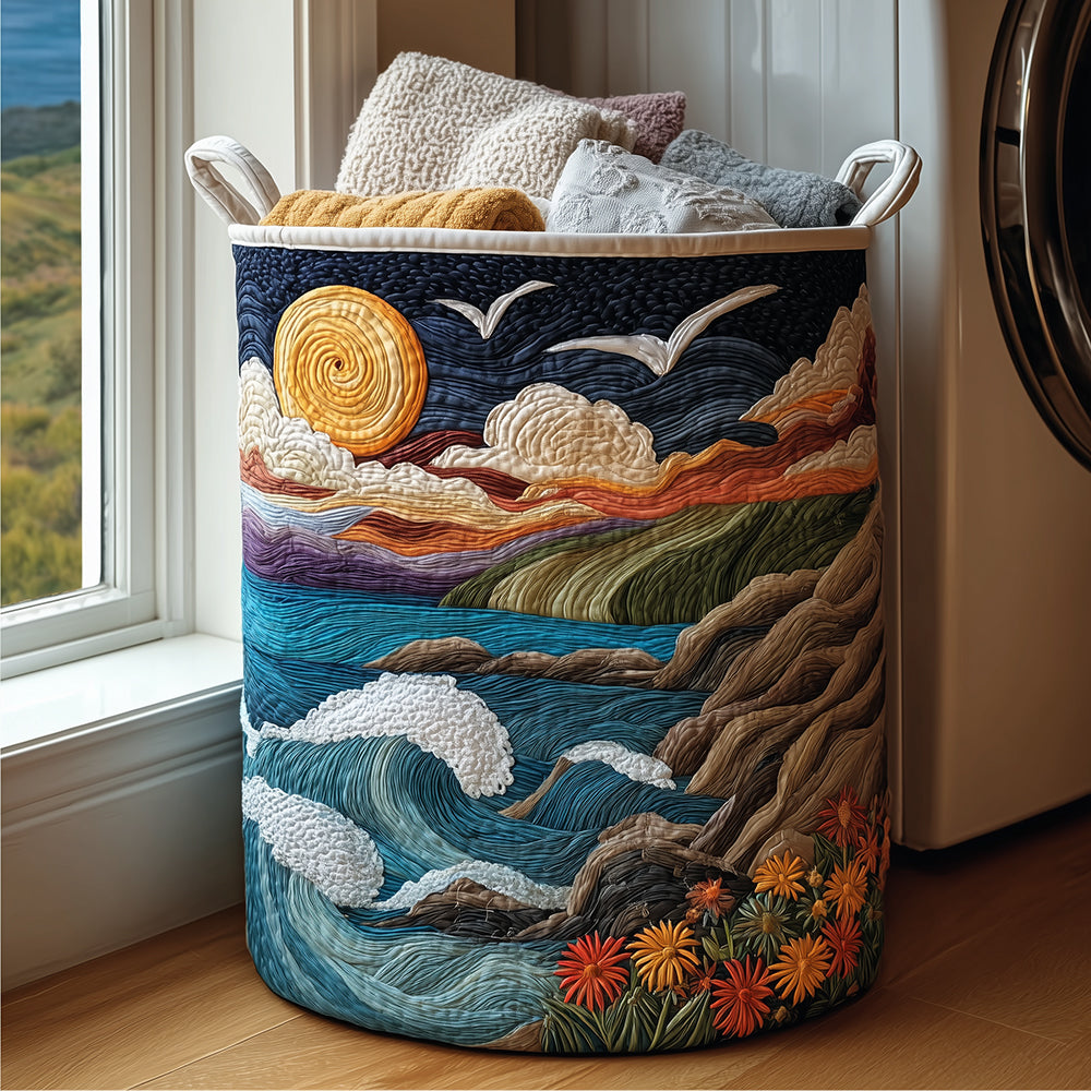 Sunrise Coast Quilted Laundry Basket Merch For Family Time