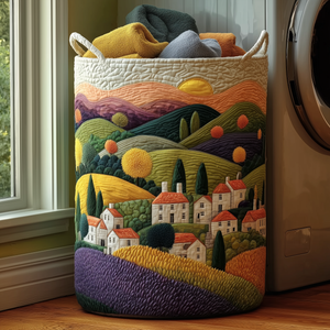 Sunrise In Village Quilted Laundry Basket Back To School Merch