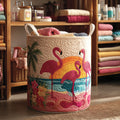 Sunset Flamingo Quilted Laundry Basket Graduation Merch Gift